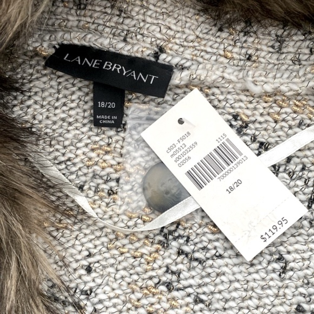 Lane Bryant Button-up Removable Fur Sweater Cardigan 18/20 NWT - Picture 8 of 12